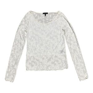 033 RAG & BONE Women's Angel Floral Jacquard Boat Neck Top, White, Medium